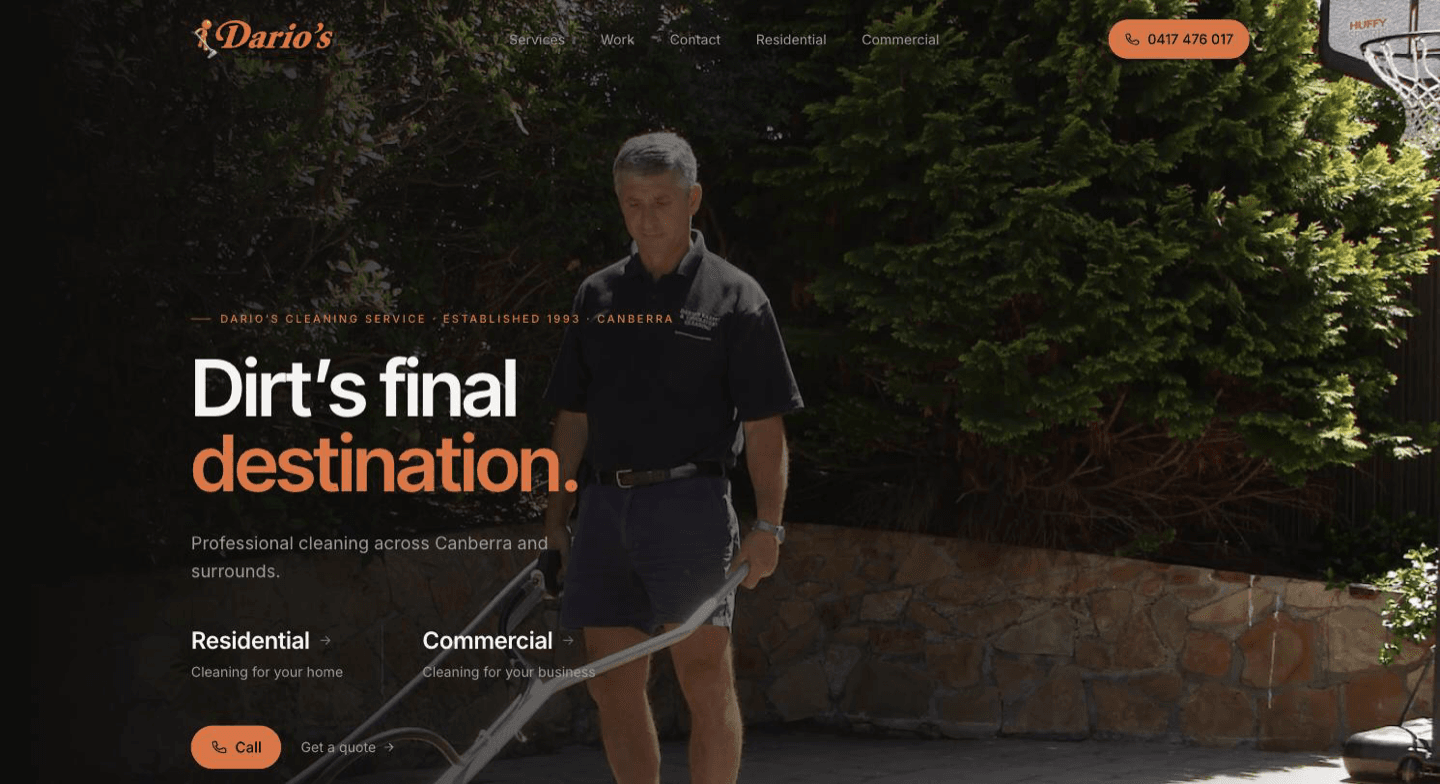 Dario's Cleaning Service website homepage